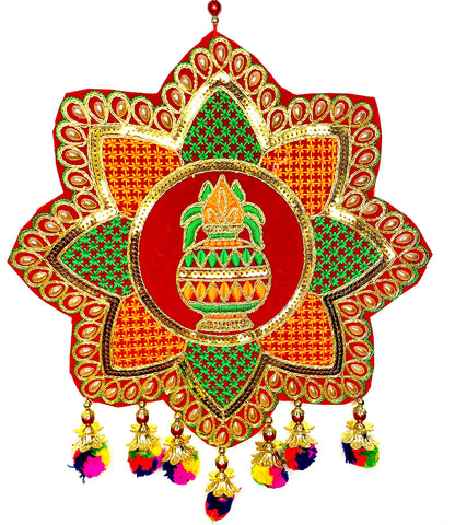 A set of 2 pieces Star Shape Kalash with Tassels Colorful Wall hangings Pooja Festive Home door decoration