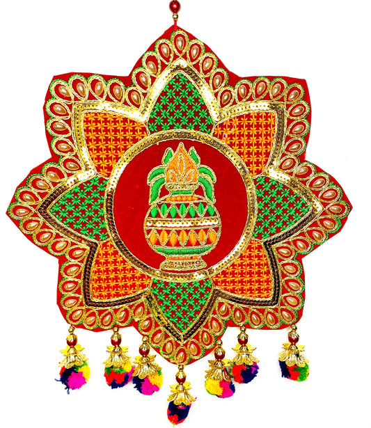 Floral Shape Kalash with Tassels Colorful Wall hangings Pooja Festive Home door decoration