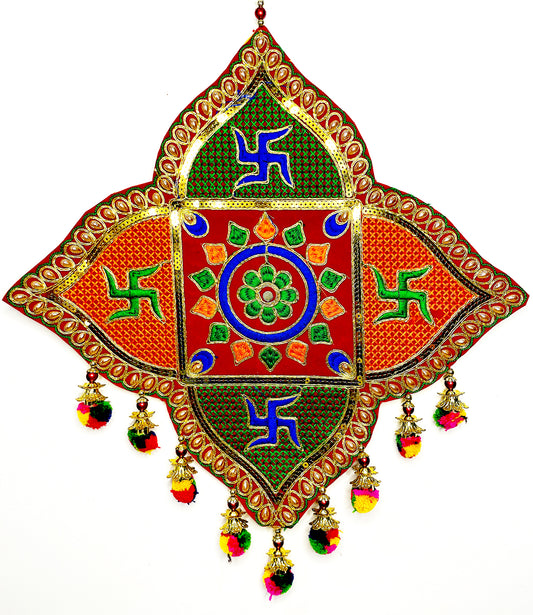 Swastik and Lotus with Tassels Colorful Wall hangings Pooja Festive Home door decoration